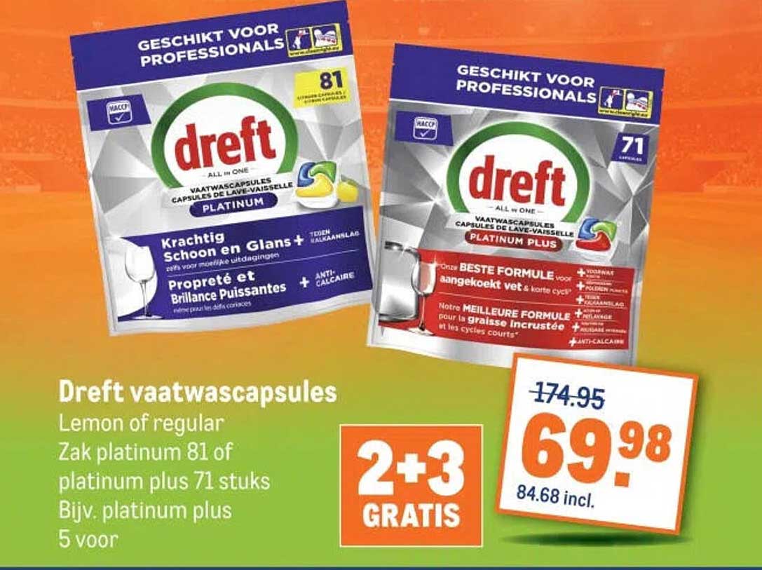 Dreft vaatwascapsules 2+3 GRATIS