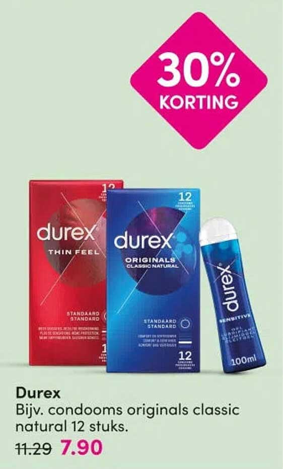 Durex Bijv. condooms originals classic natural 12 stuks 30% KORTING