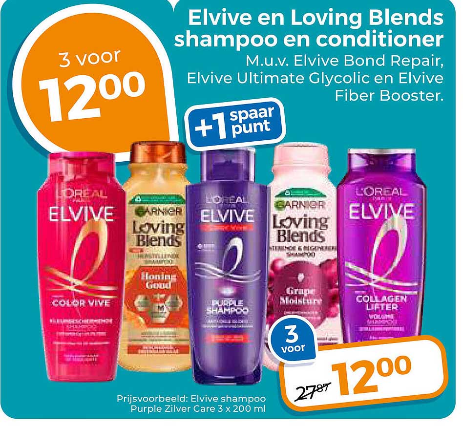 Elvive en Loving Blends shampoo en conditioner +1 spaar punt