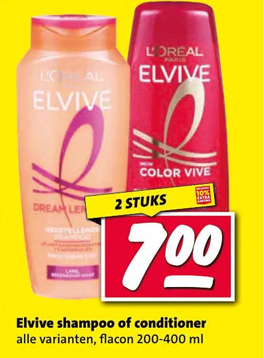 Elvive shampoo of conditioner alle varianten, flacon 200-400 ml 2 stuks