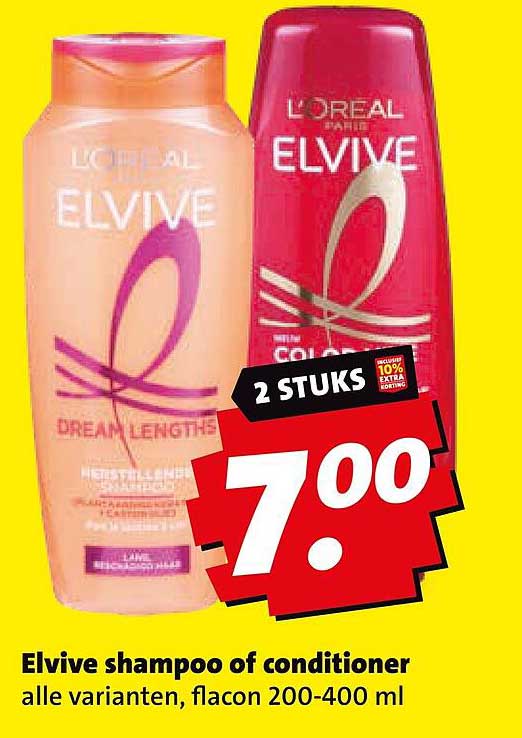 Elvive shampoo of conditioner alle varianten, flacon 200-400 ml 2 STUKS