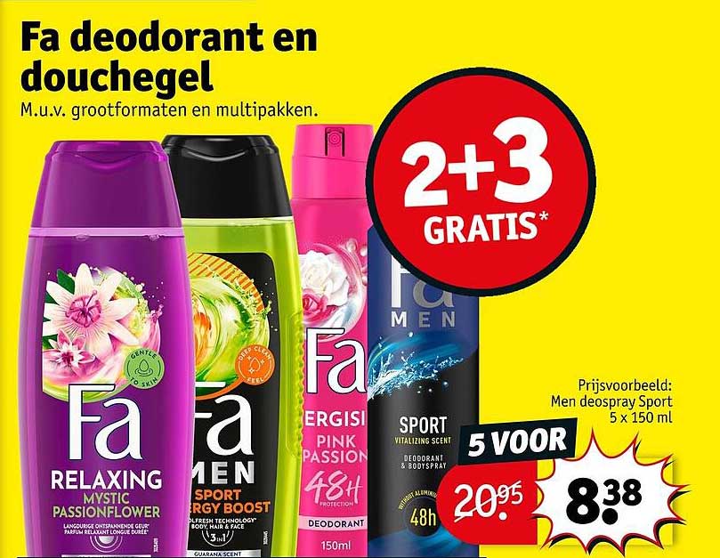 Fa deodorant en douchegel 2+3 GRATIS*