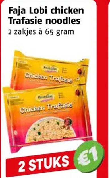 Faja Lobi chicken Trafasie noodles 2 zakjes à 65 gram 2 STUKS