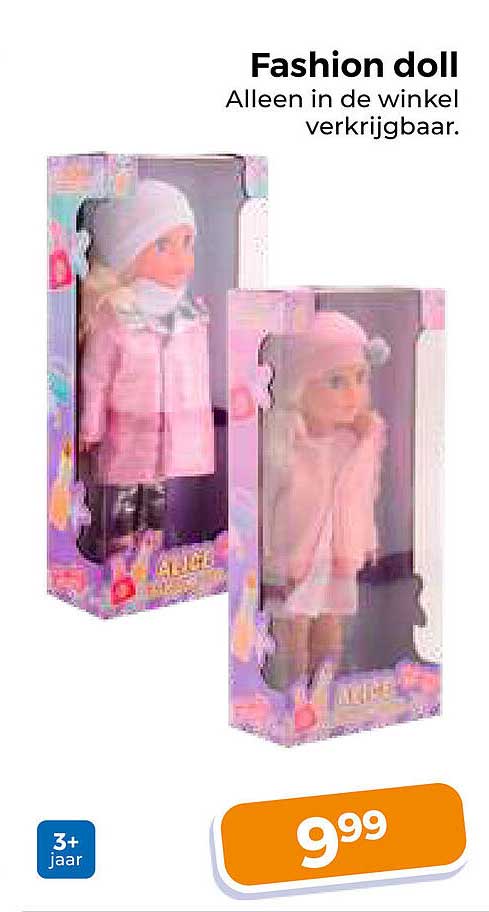 Fashion doll Alleen in de winkel verkrijgbaar.