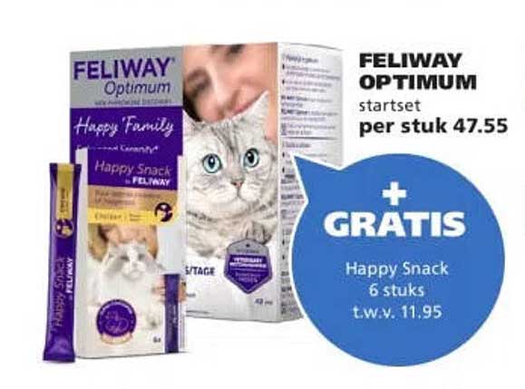 FELIWAY OPTIMUM startset per stuk 47.55 + GRATIS Happy Snack 6 stuks t.w.v. 11.95