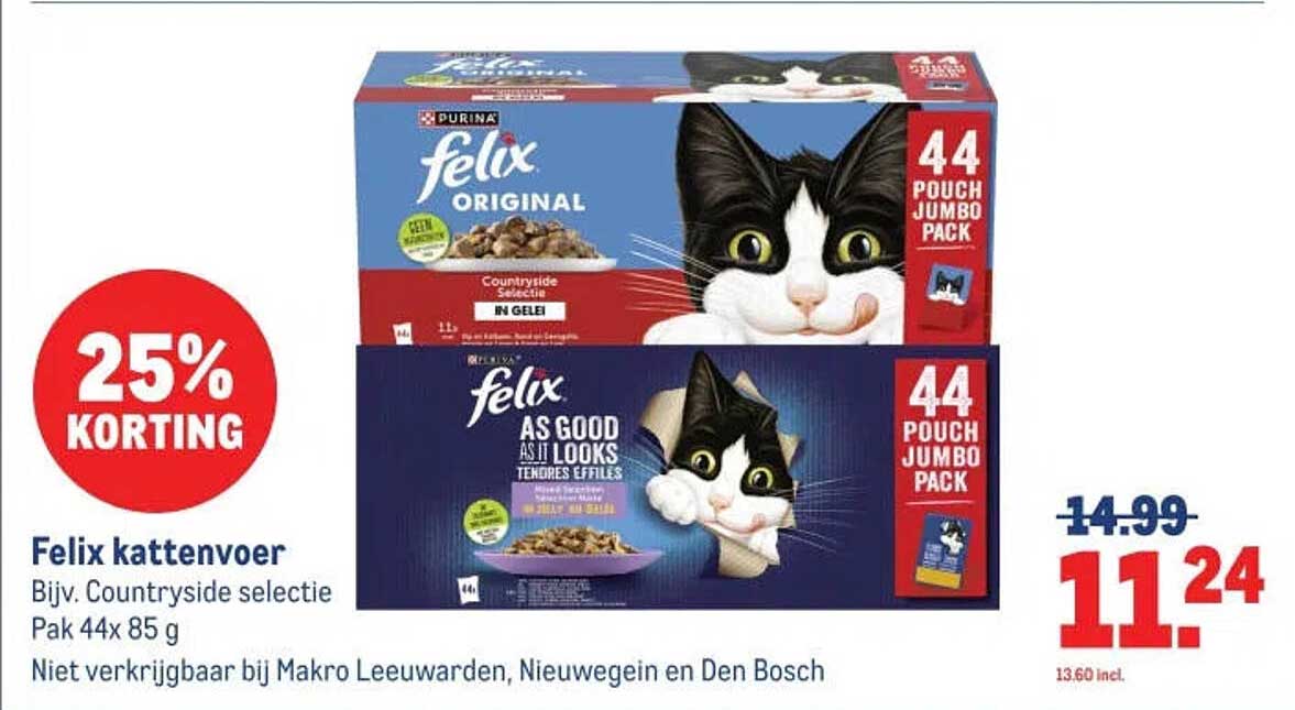 Felix kattenvoer Bijv. Countryside selectie Pak 44x 85 g 25% KORTING