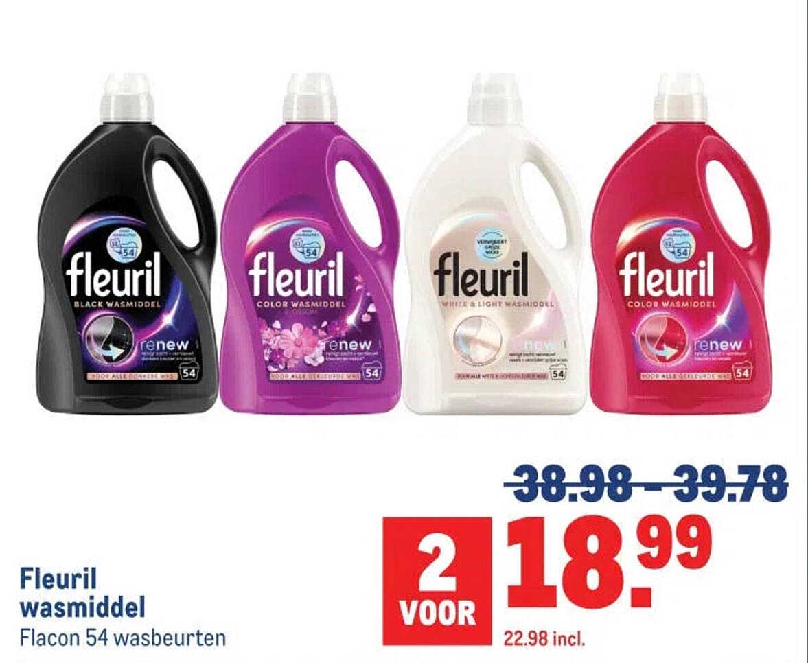 Fleuril wasmiddel Flacon 54 wasbeurten 2 voor