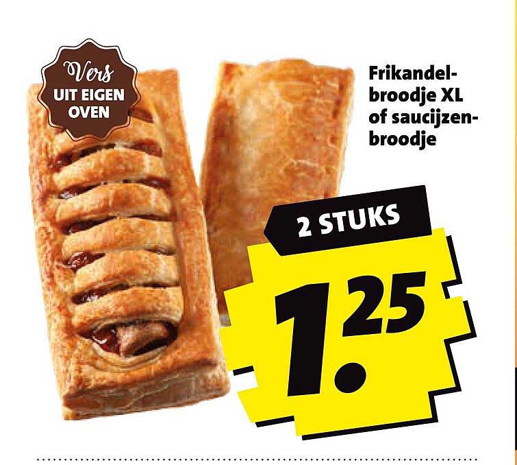 Frikandel-broodje XL of saucijzen-broodje 2 STUKS