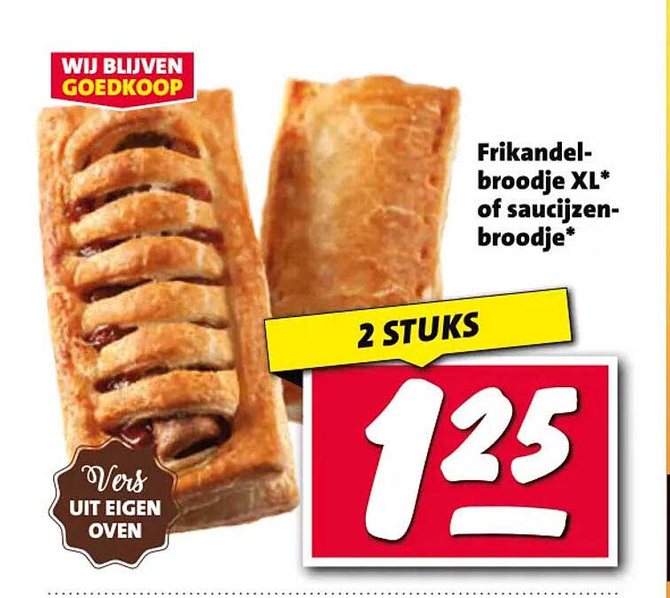 Frikandelbroodje XL* of saucijzenbroodje* - 2 stuks