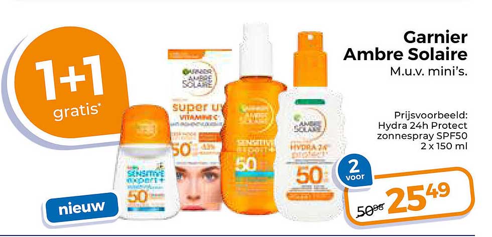 Garnier Ambre Solaire M.u.v. mini's. 1+1 gratis