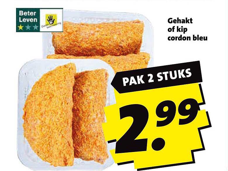 Gehakt of kip cordon bleu PAK 2 STUKS