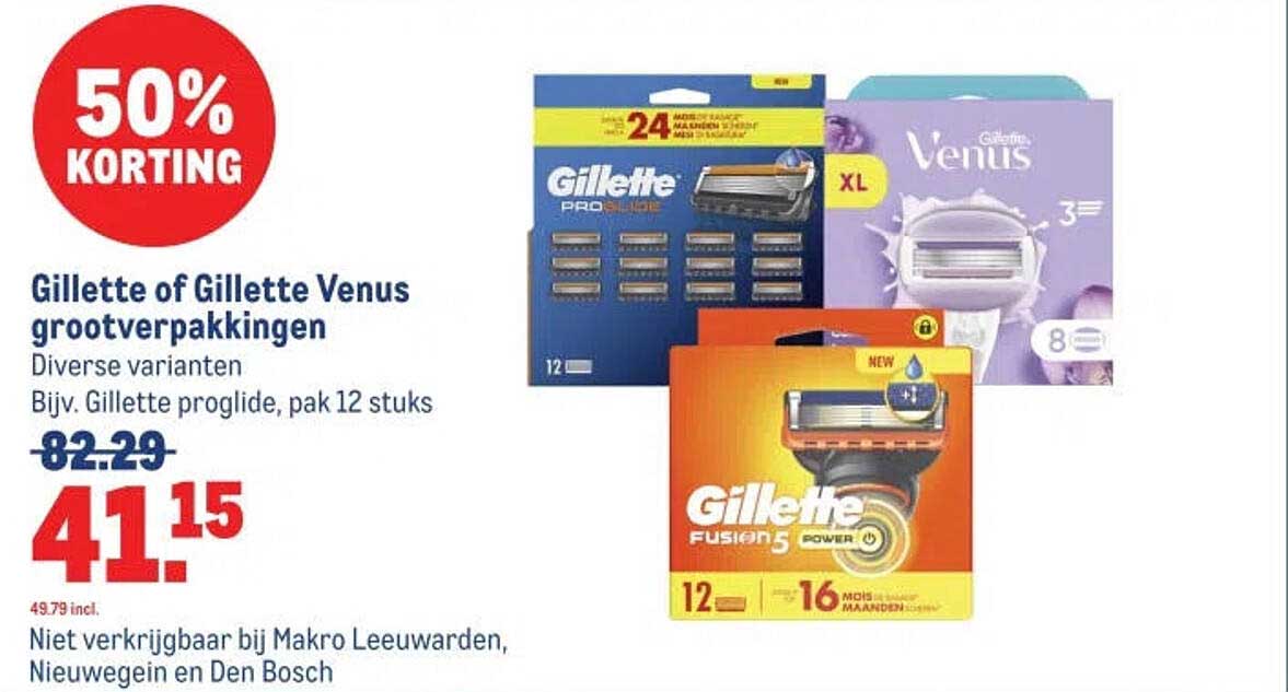 Gillette of Gillette Venus grootverpakkingen 50% KORTING