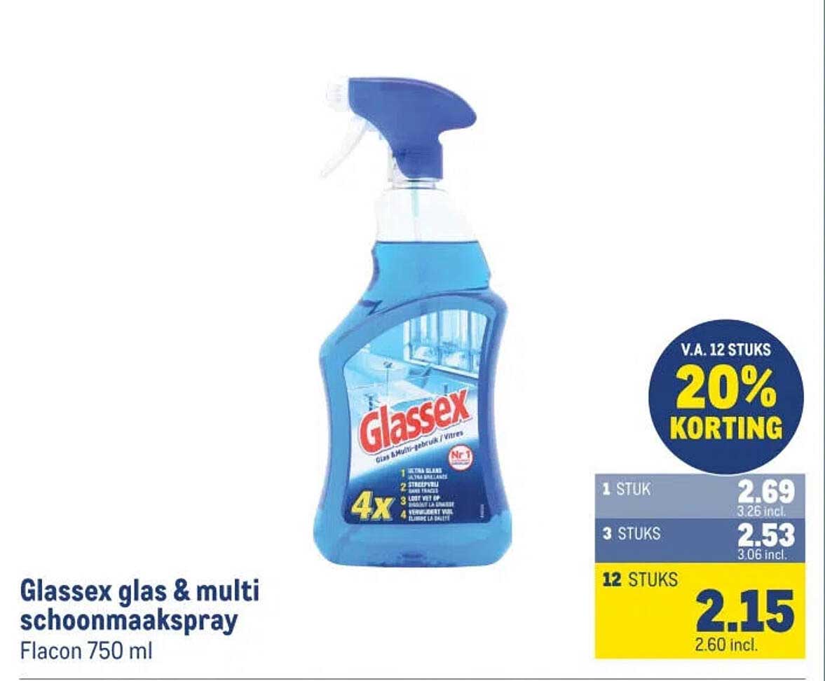 Glassex glas & multi schoonmaakspray Flacon 750 ml