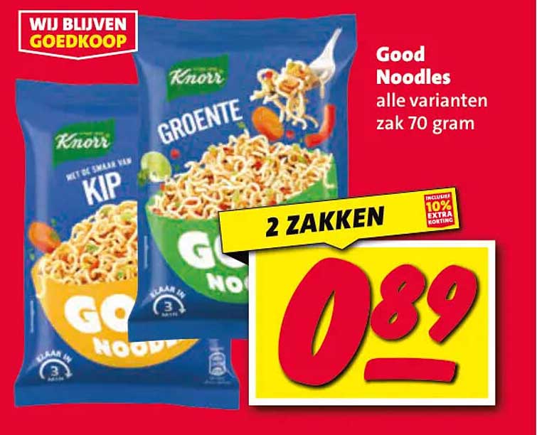 Good Noodles alle varianten zak 70 gram 2 ZAKKEN