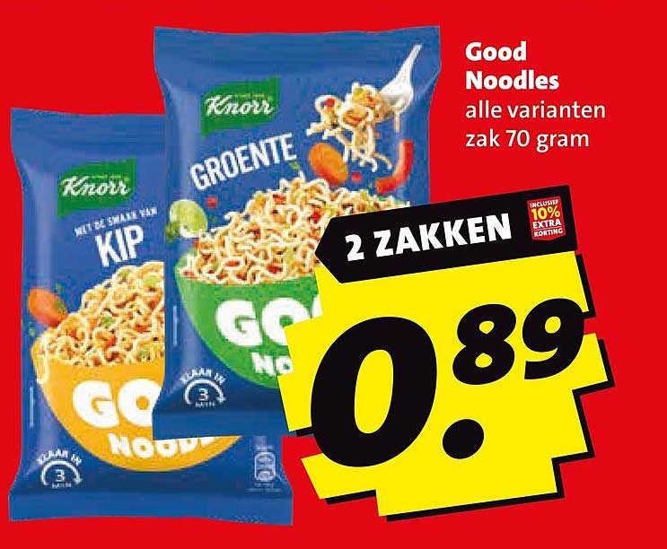 Good Noodles alle varianten zak 70 gram 2 ZAKKEN