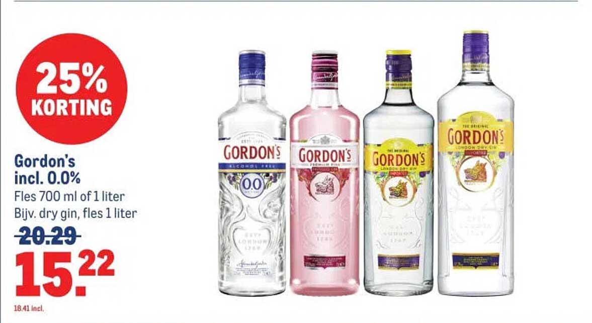 Gordon’s incl. 0.0% 25% korting