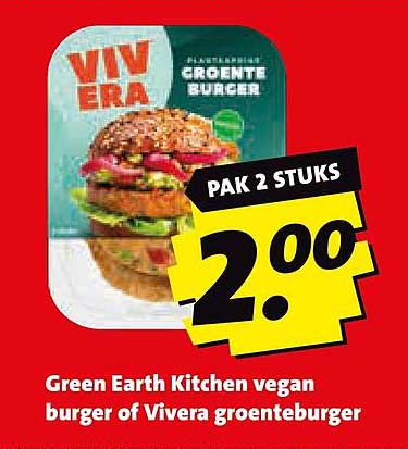 Green Earth Kitchen vegan burger of Vivera groenteburger PAK 2 STUKS