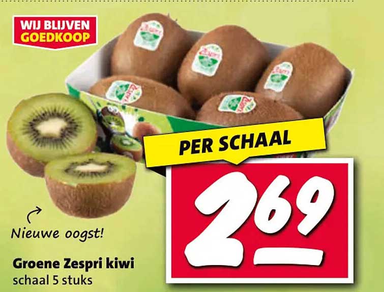 Groene Zespri kiwi schaal 5 stuks PER SCHAAL