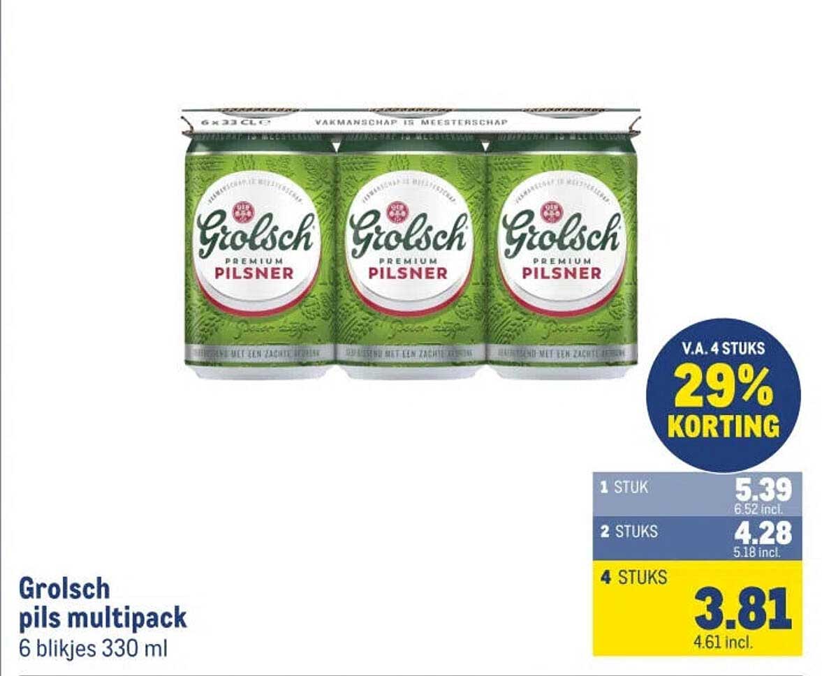 Grolsch pils multipack 6 blikjes 330 ml