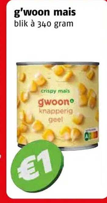 g'woon mais blik à 340 gram
