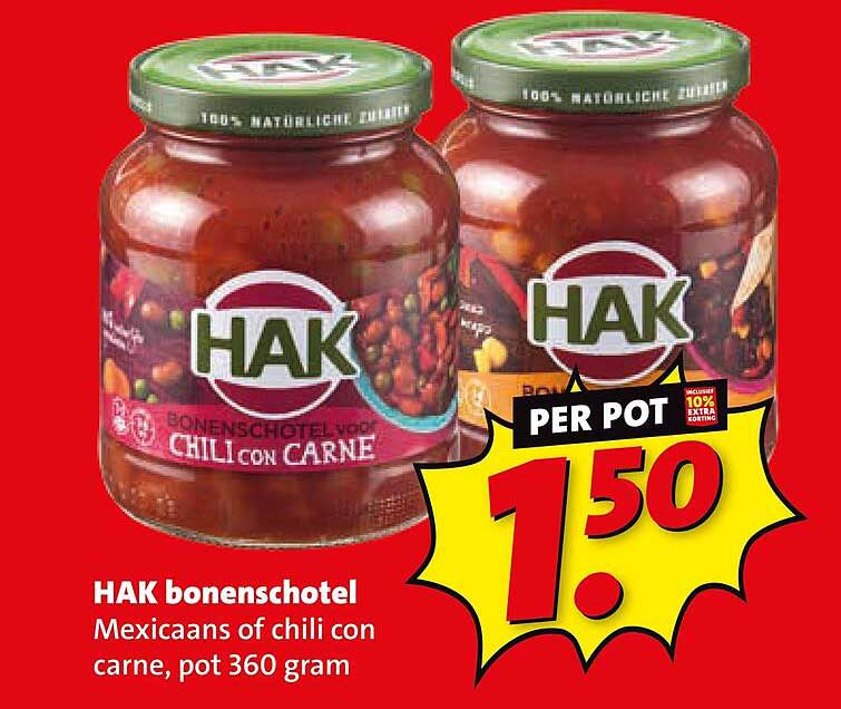 HAK bonenschotel Mexicaans of chili con carne, pot 360 gram
