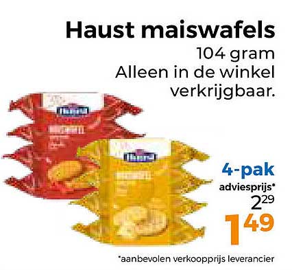 Haust maiswafels 104 gram Alleen in de winkel verkrijgbaar.