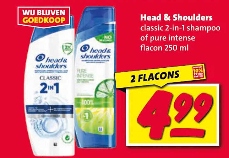 Head & Shoulders classic 2-in-1 shampoo of pure intense flacon 250 ml 2 flacons