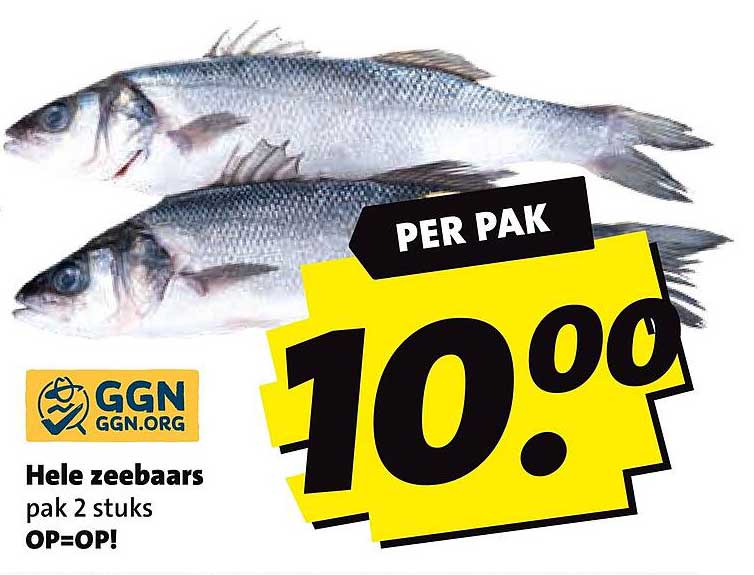 Hele zeebaars pak 2 stuks OP=OP! PER PAK