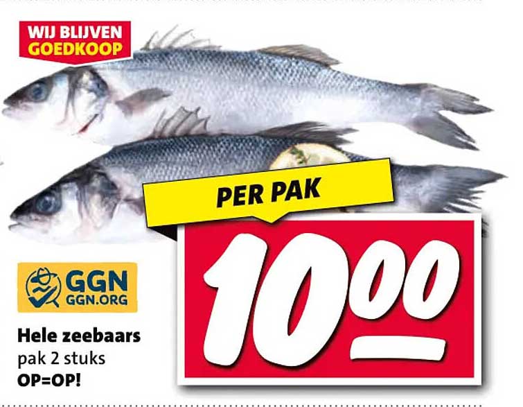 Hele zeebaars pak 2 stuks OP=OP! PER PAK