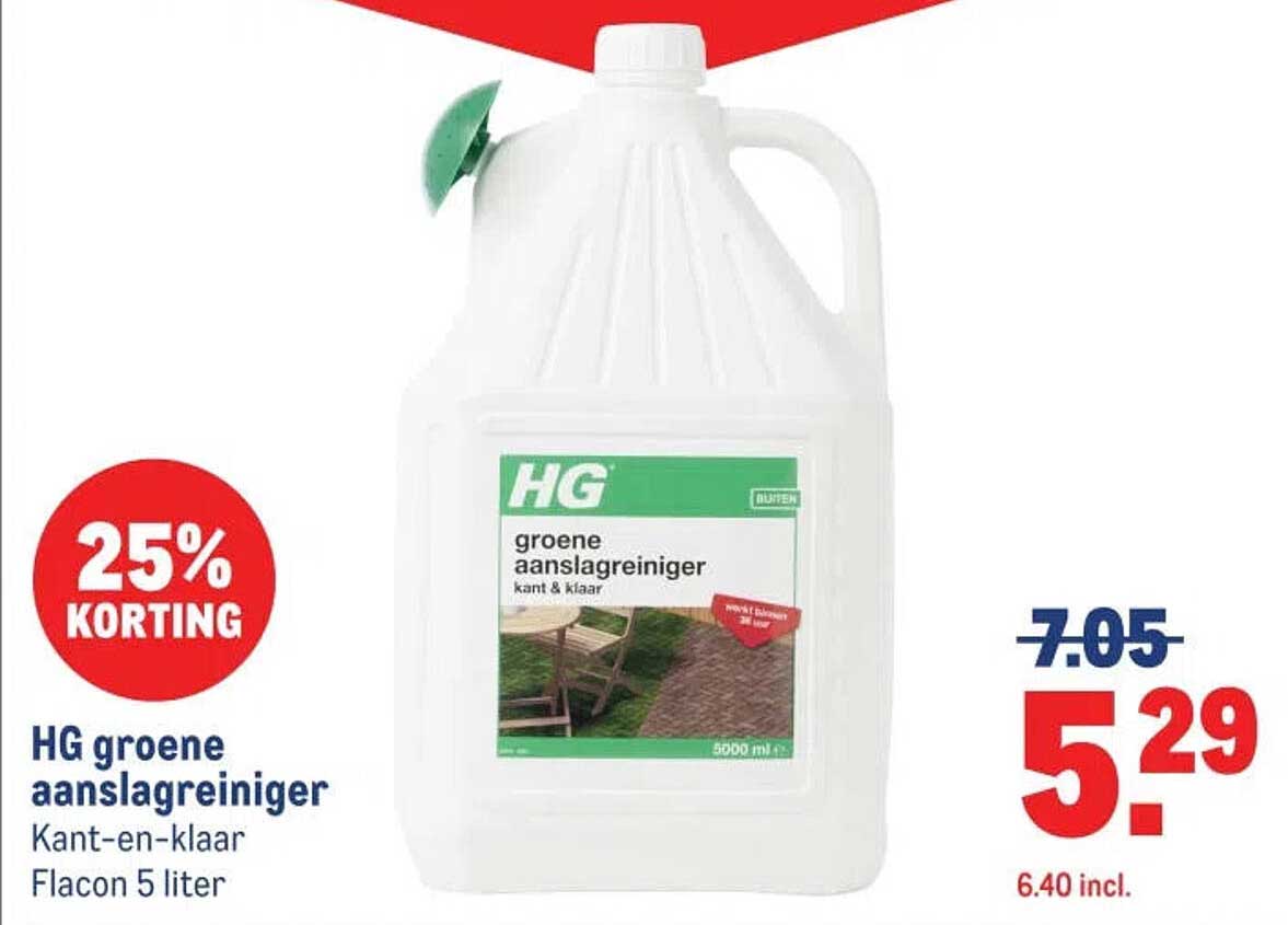 HG groene aanslagreiniger Kant-en-klaar Flacon 5 liter