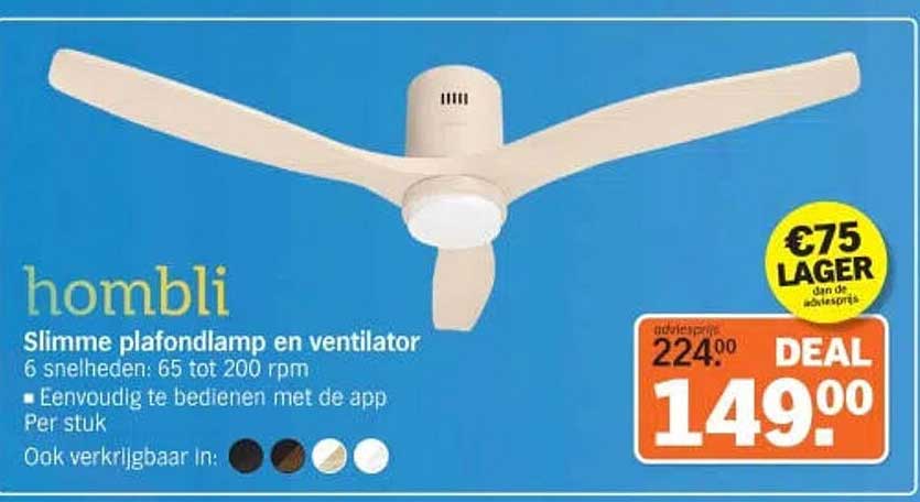 hombli Slimme plafondlamp en ventilator