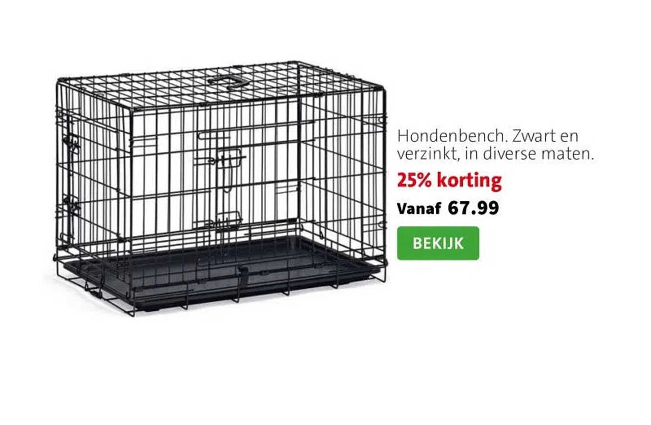 Hondenbench. Zwart en verzinkt, in diverse maten. 25% korting