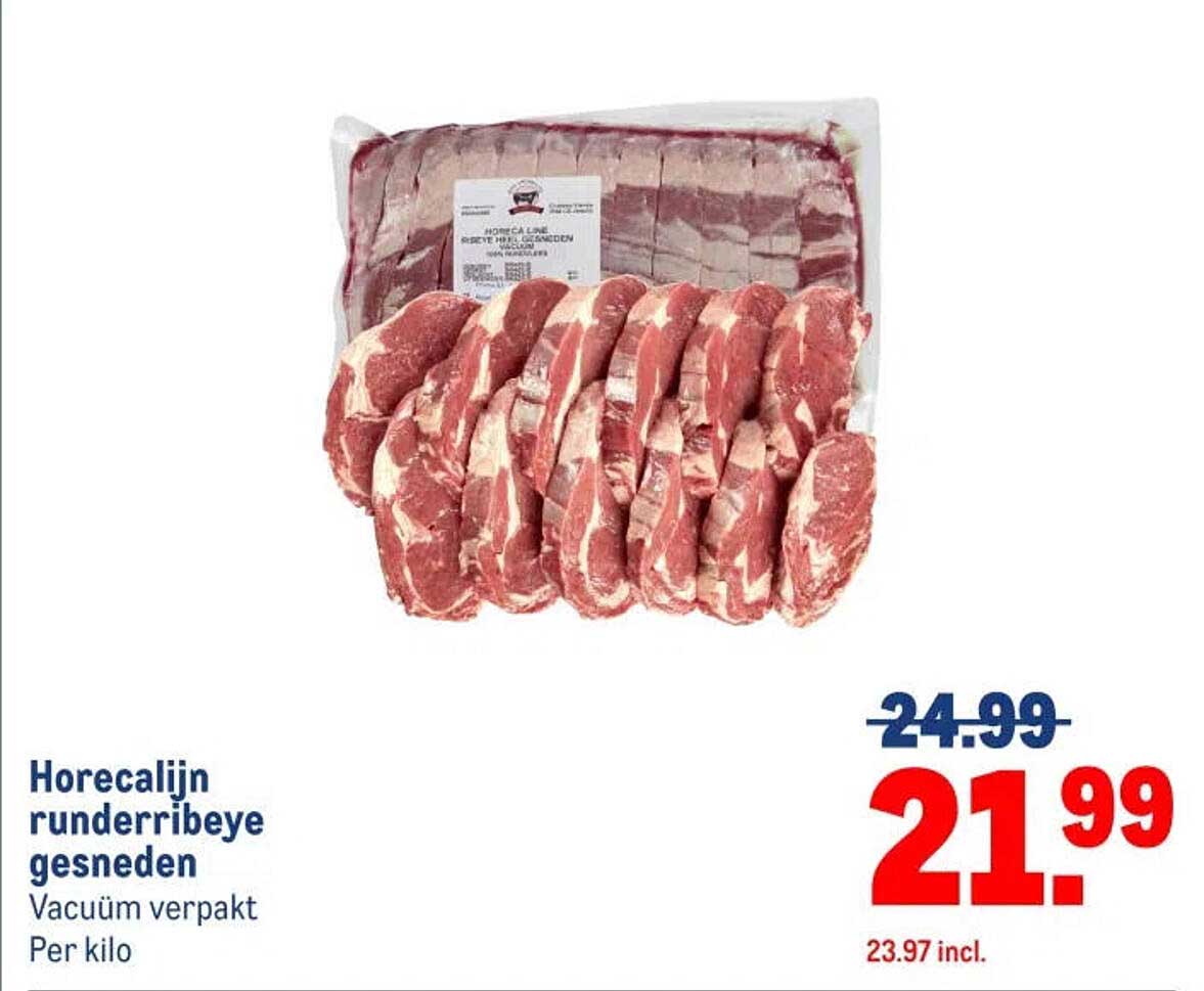 Horecalijn runderribeye gesneden