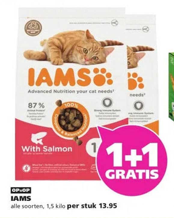 IAMS alle soorten, 1,5 kilo per stuk 1+1 GRATIS