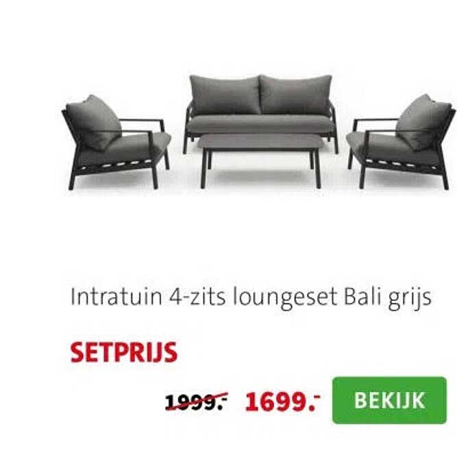 Intratuin 4-zits loungeset Bali grijs SETPRIJS