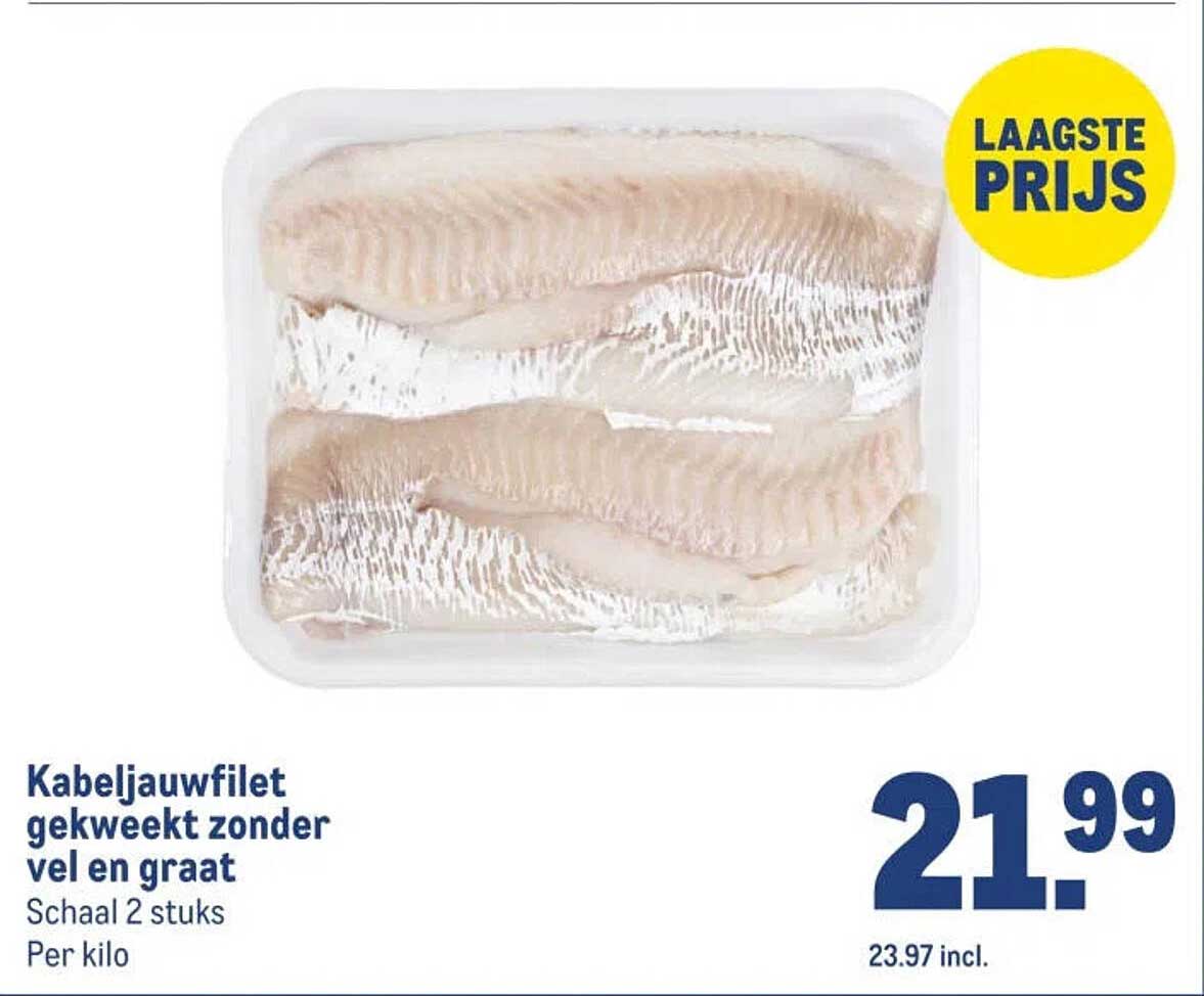 Kabeljauwfilet gekweekt zonder vel en graat