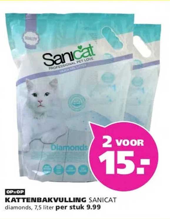 KATTENBAKVULLING SANICAT diamonds, 7,5 liter 2 voor 15.-