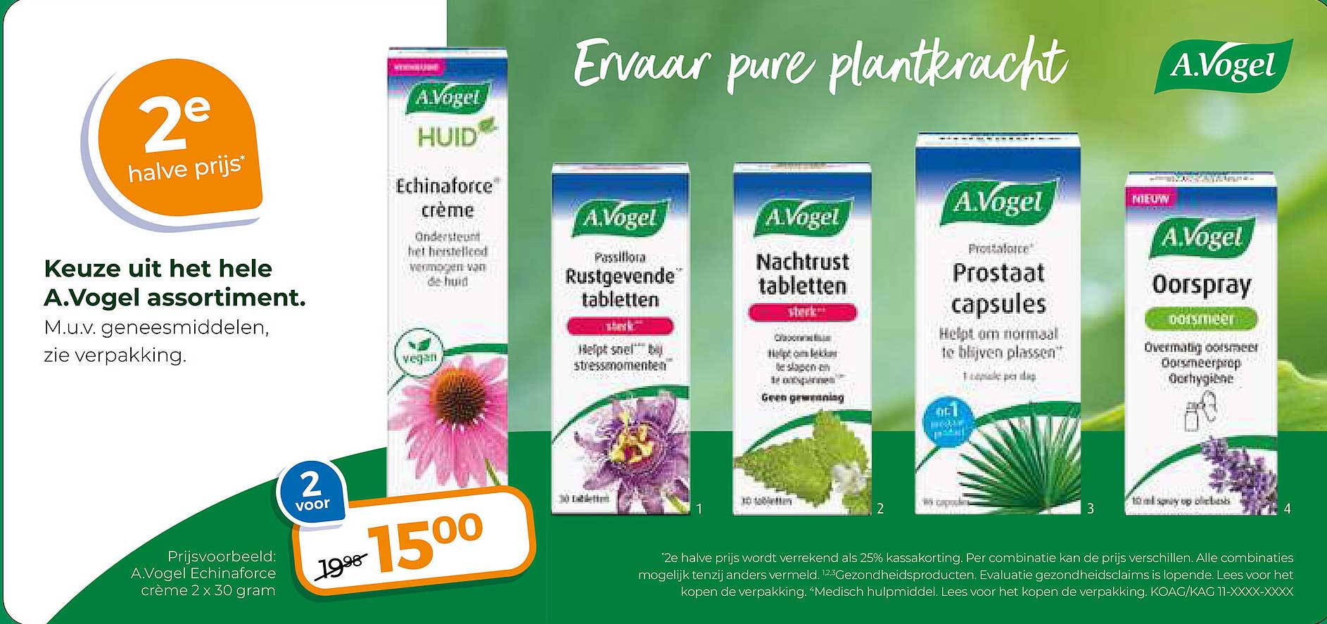 Keuze uit het hele A.Vogel assortiment. 2e halve prijs
