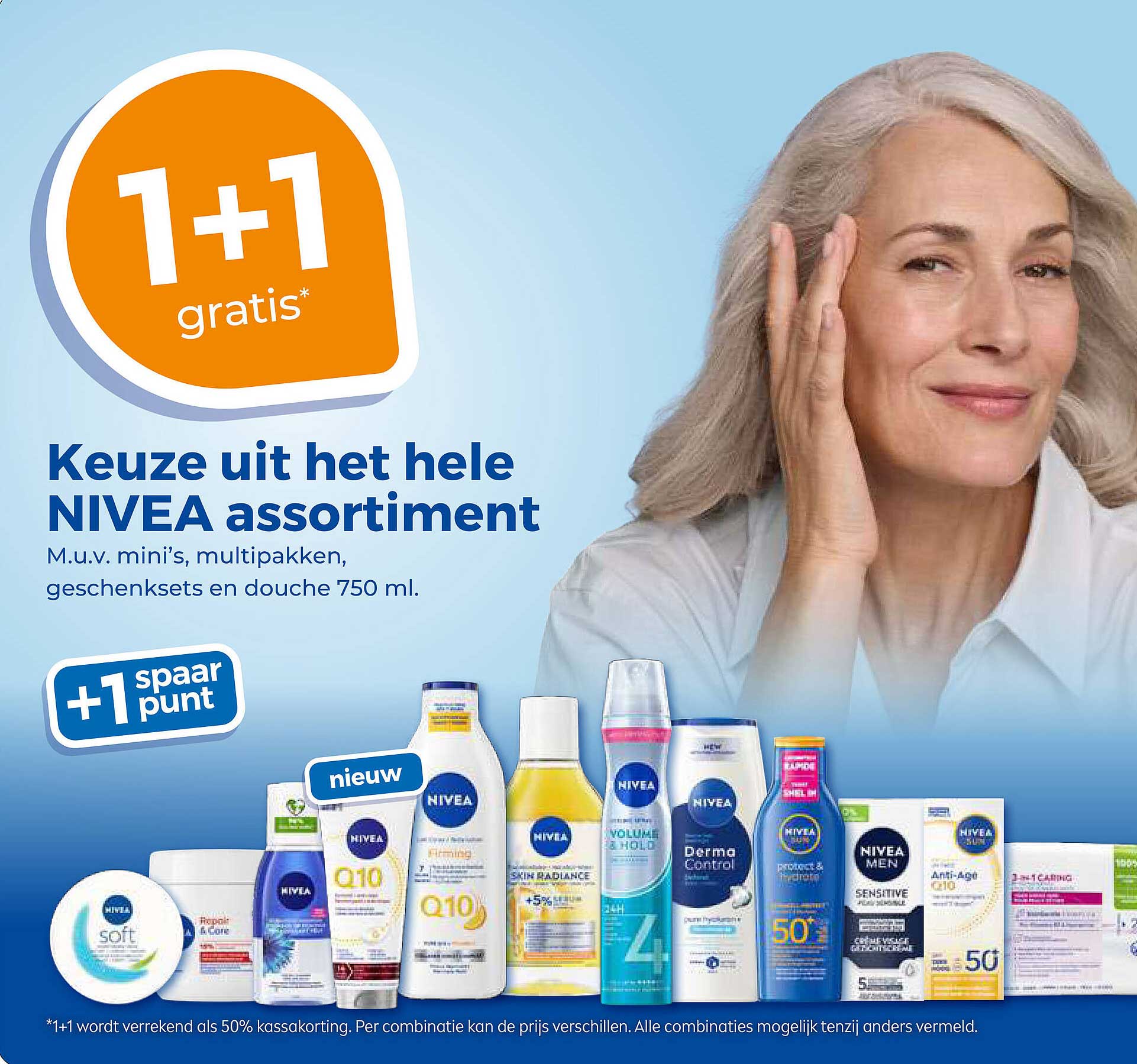 Keuze uit het hele NIVEA assortiment 1+1 gratis