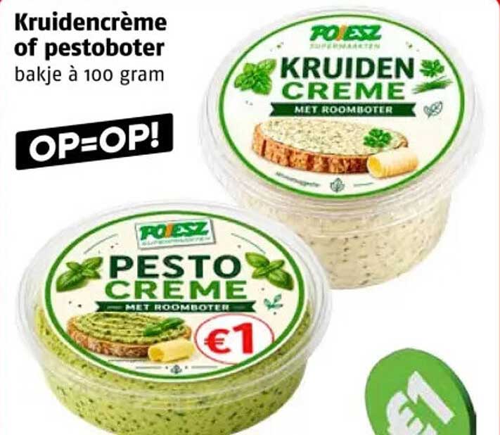 Kruidencrème of pestoboter bakje à 100 gram OP=OP!