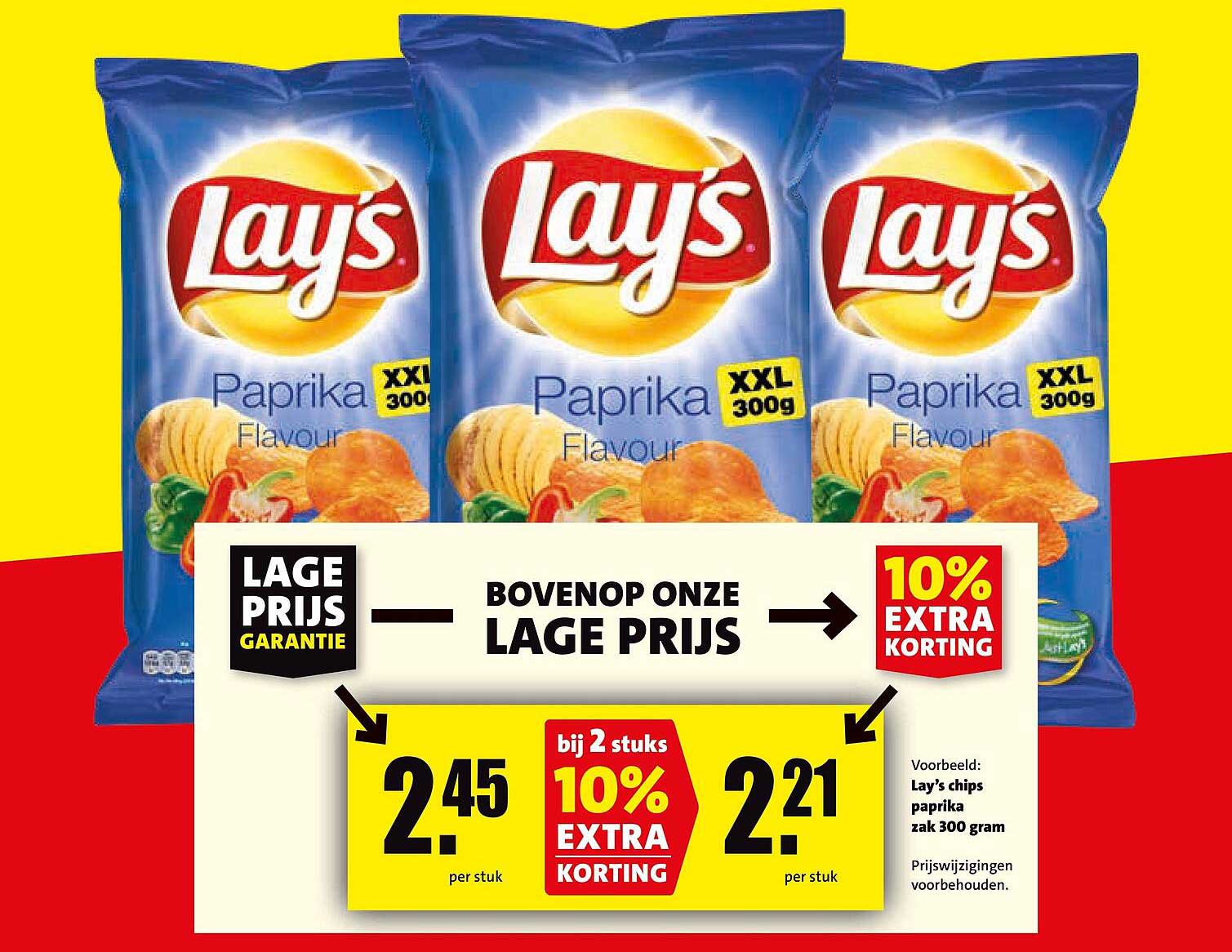 Lay's chips paprika zak 300 gram bij 2 stuks 10% extra korting