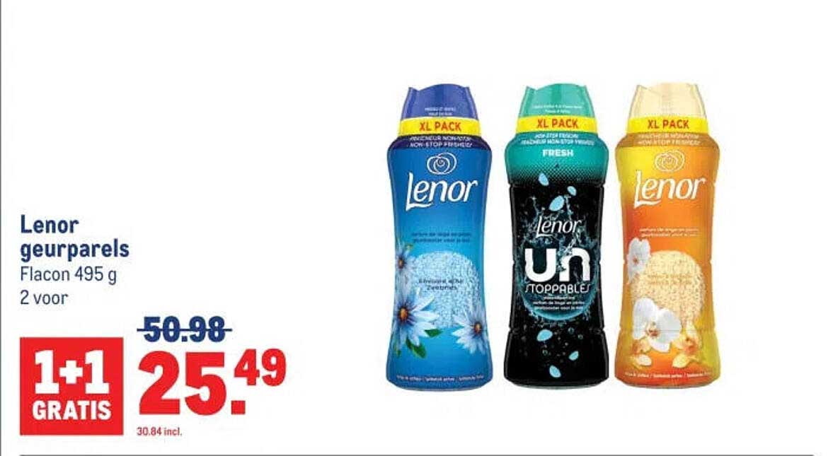 Lenor geurparels Flacon 495 g 2 voor 1+1 GRATIS