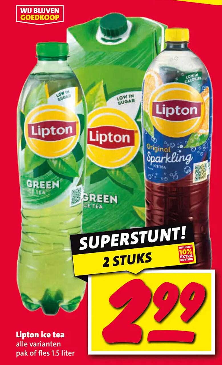 Lipton ice tea alle varianten pak of fles 1.5 liter SUPERSTUNT! 2 STUKS