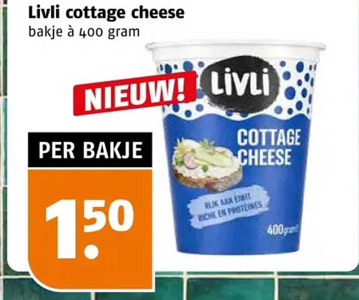 Livli cottage cheese bakje à 400 gram NIEUW! PER BAKJE