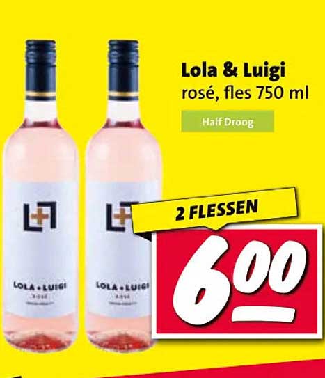 Lola & Luigi rosé, fles 750 ml Half Droog 2 FLESSEN