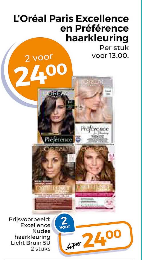 L'Oréal Paris Excellence en Préférence haarkleuring 2 voor 24.00