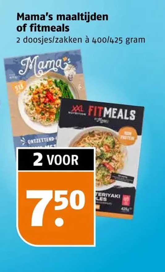 Mama's maaltijden of fitmeals 2 voor 7.50