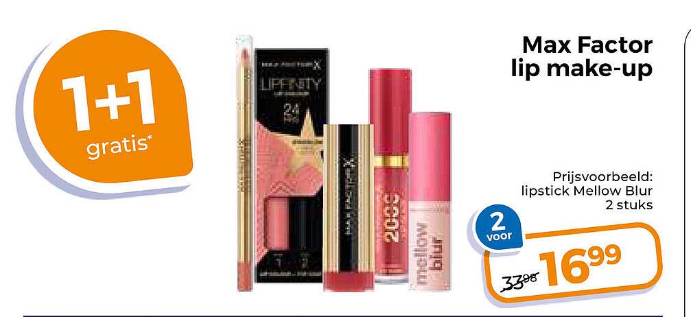 Max Factor lip make-up 1+1 gratis