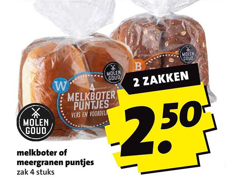 melkboter of meergranen puntjes zak 4 stuks 2 ZAKKEN