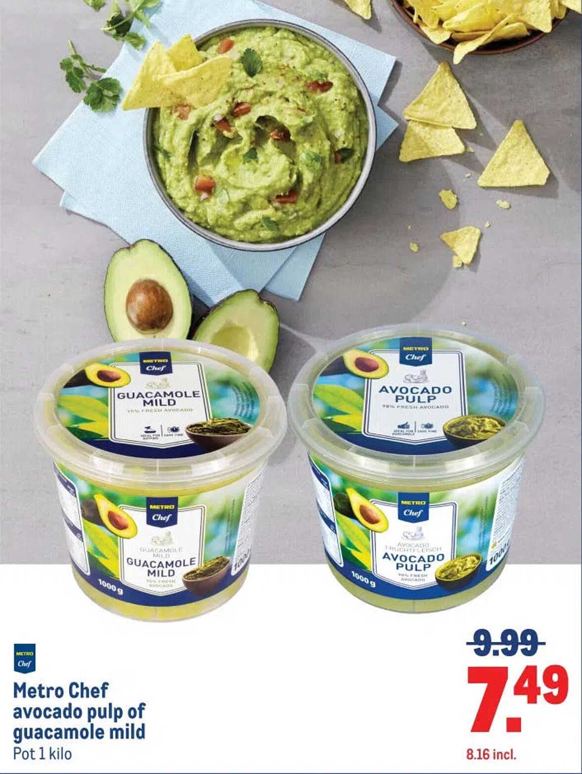 Metro Chef avocado pulp of guacamole mild Pot 1 kilo